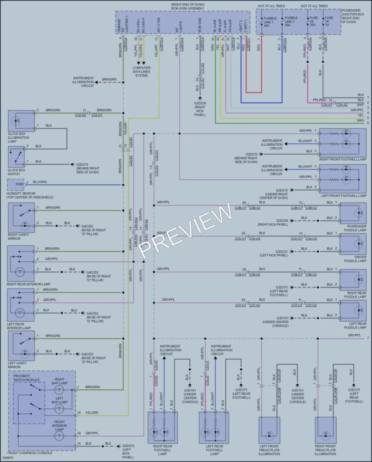 2017 LandRover RangeRover Interior Lights wiring diagram preview