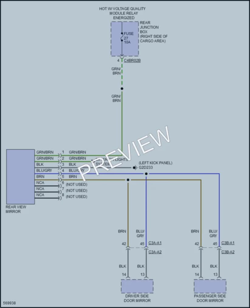2017 LandRover RangeRover Power Mirrors wiring diagram preview