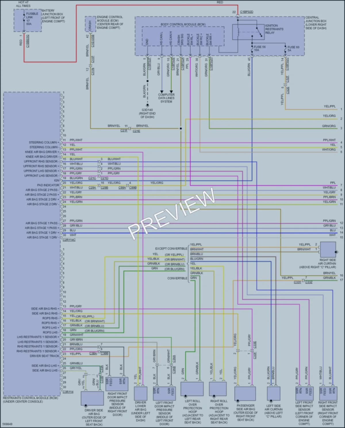 2017 LandRover RangeRoverEvoque Supplemental Restraints wiring diagram preview