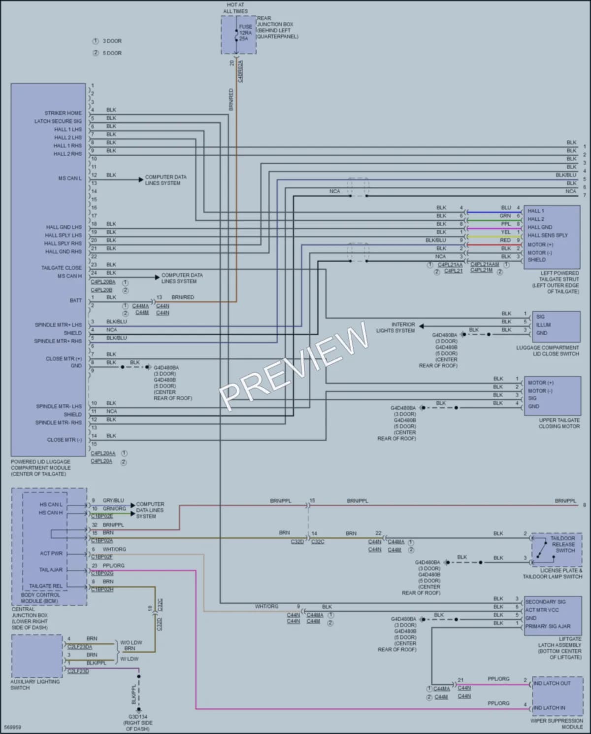 2017 LandRover RangeRoverEvoque Trunk Tailgate Fuel Door wiring diagram preview