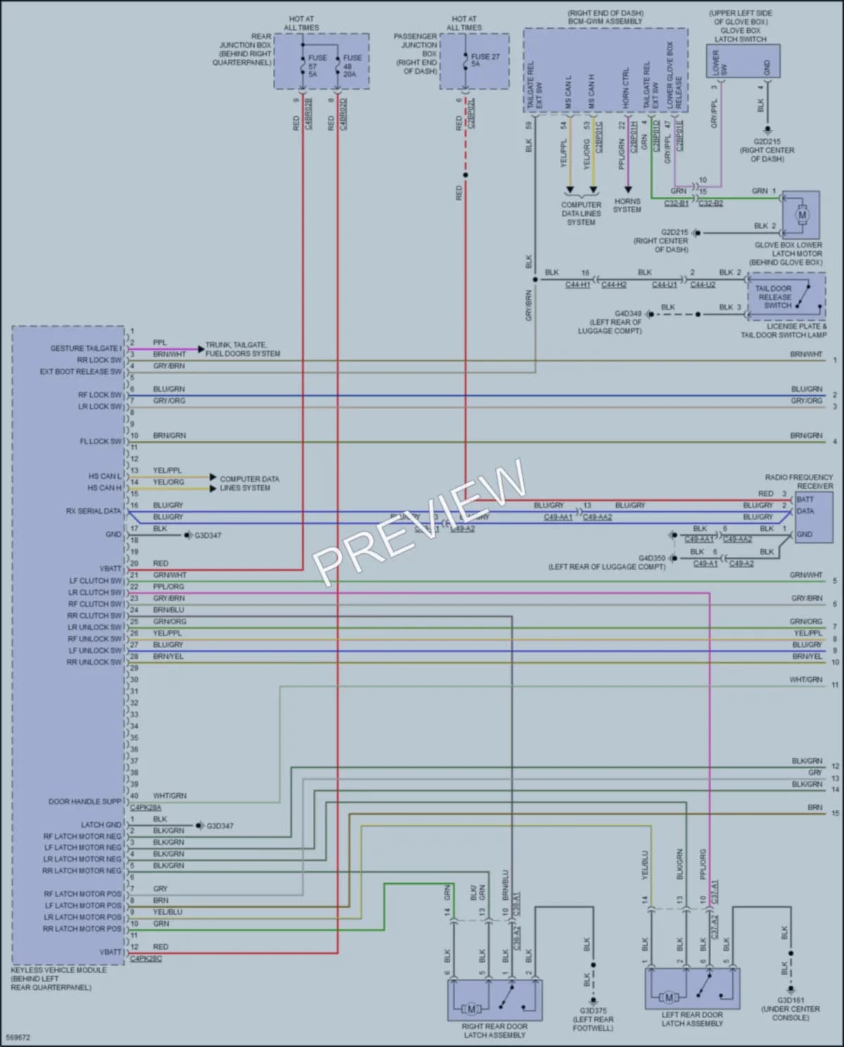 2017 LandRover RangeRoverSport Power Door Locks wiring diagram preview