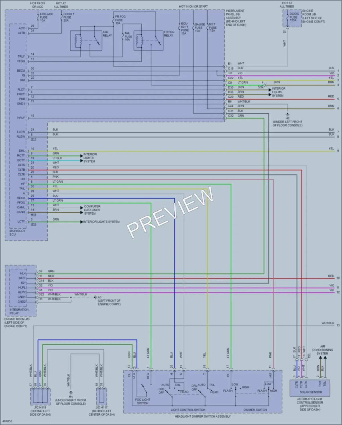 2017 Lexus CT200h Headlights wiring diagram preview