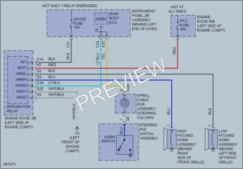 2017 Lexus CT200h Horn wiring diagram preview