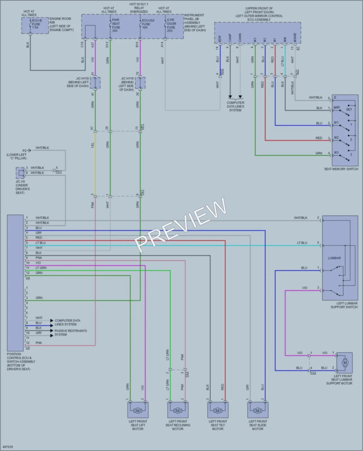 2017 Lexus CT200h Memory Systems wiring diagram preview