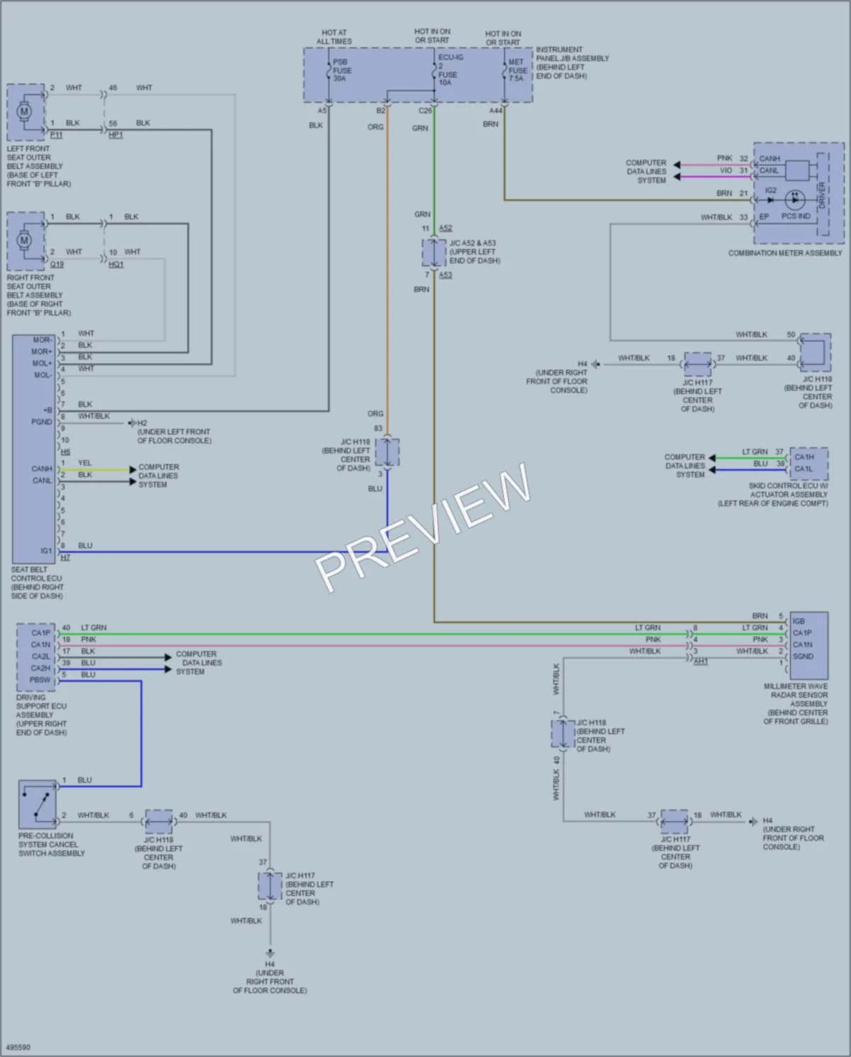 2017 Lexus CT200h Supplemental Restraints wiring diagram preview