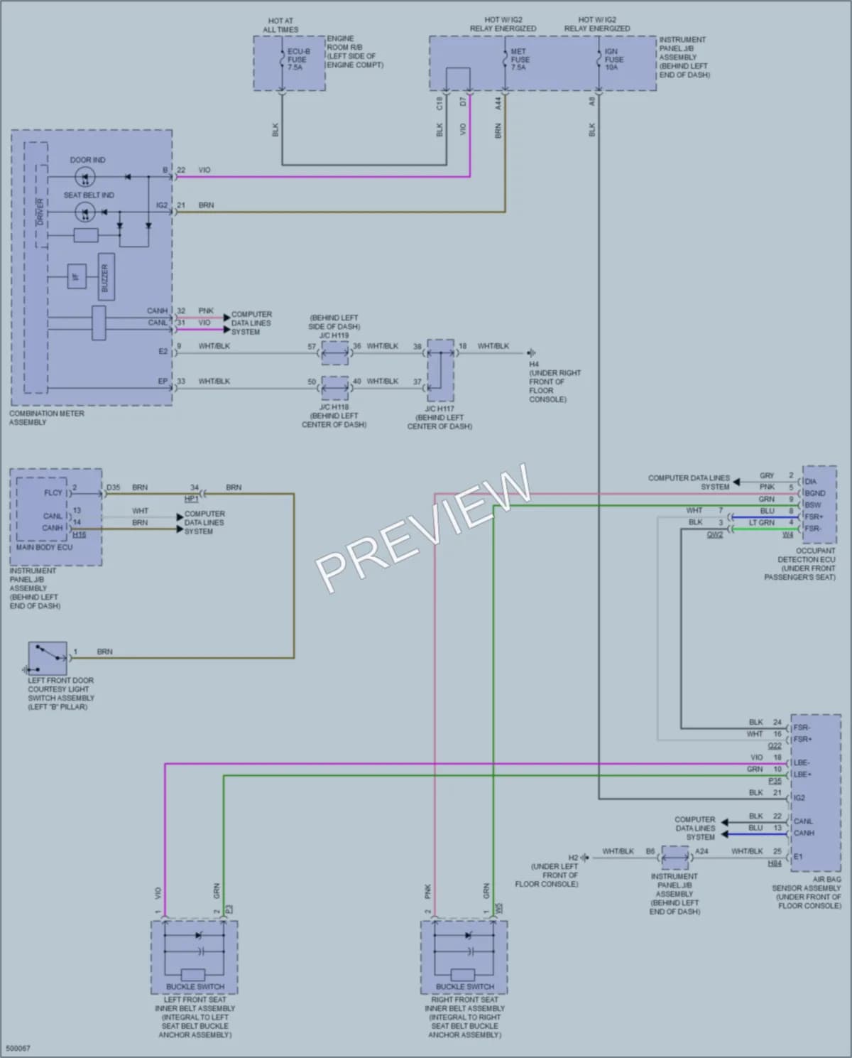 2017 Lexus CT200h Warning Systems wiring diagram preview