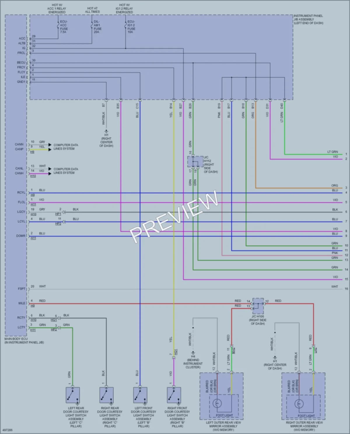 2017 Lexus ES300h Interior Lights wiring diagram preview
