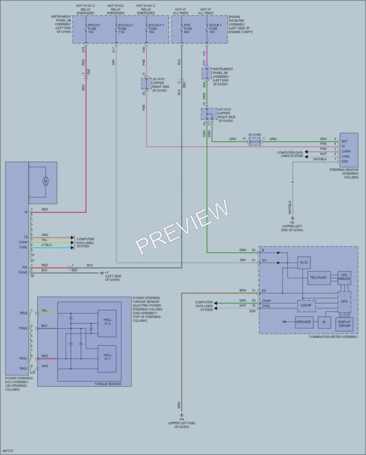 2017 Lexus ES350 Electronic Power Steering wiring diagram preview