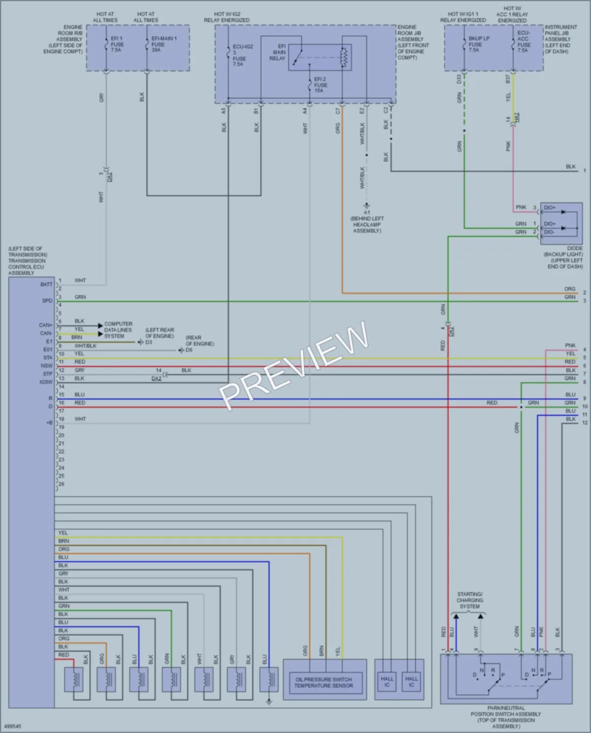 2017 Lexus ES350 Transmission wiring diagram preview