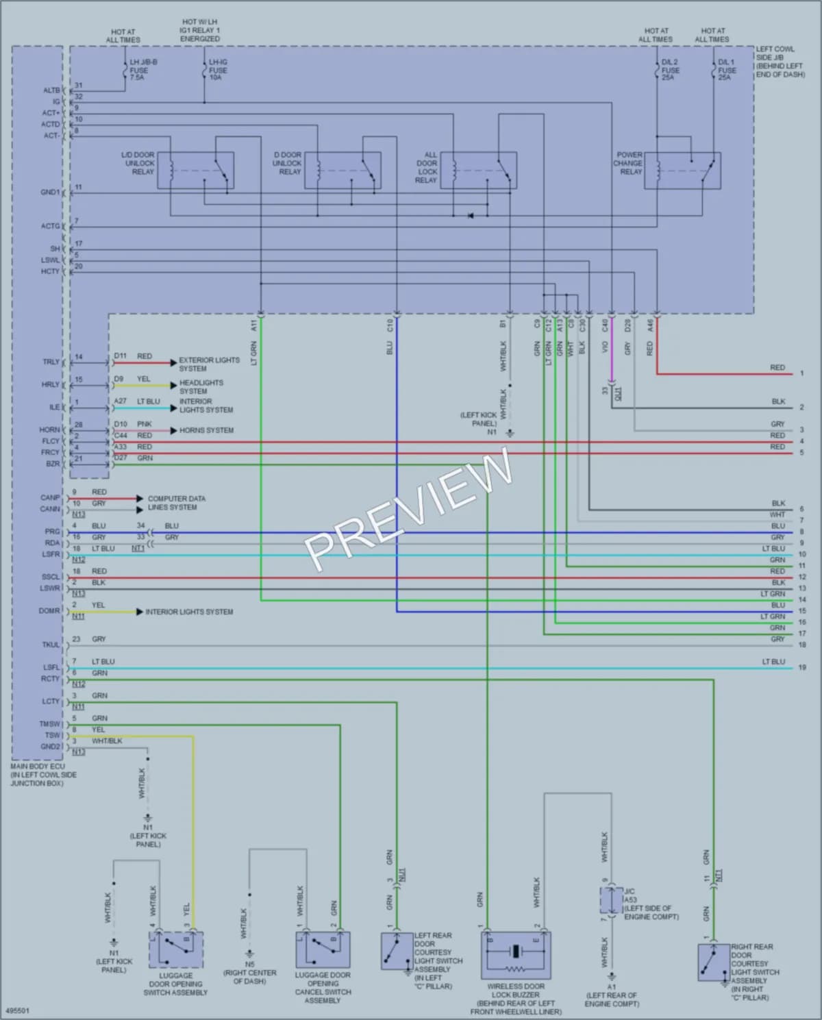 2017 Lexus GS350 Power Door Locks wiring diagram preview