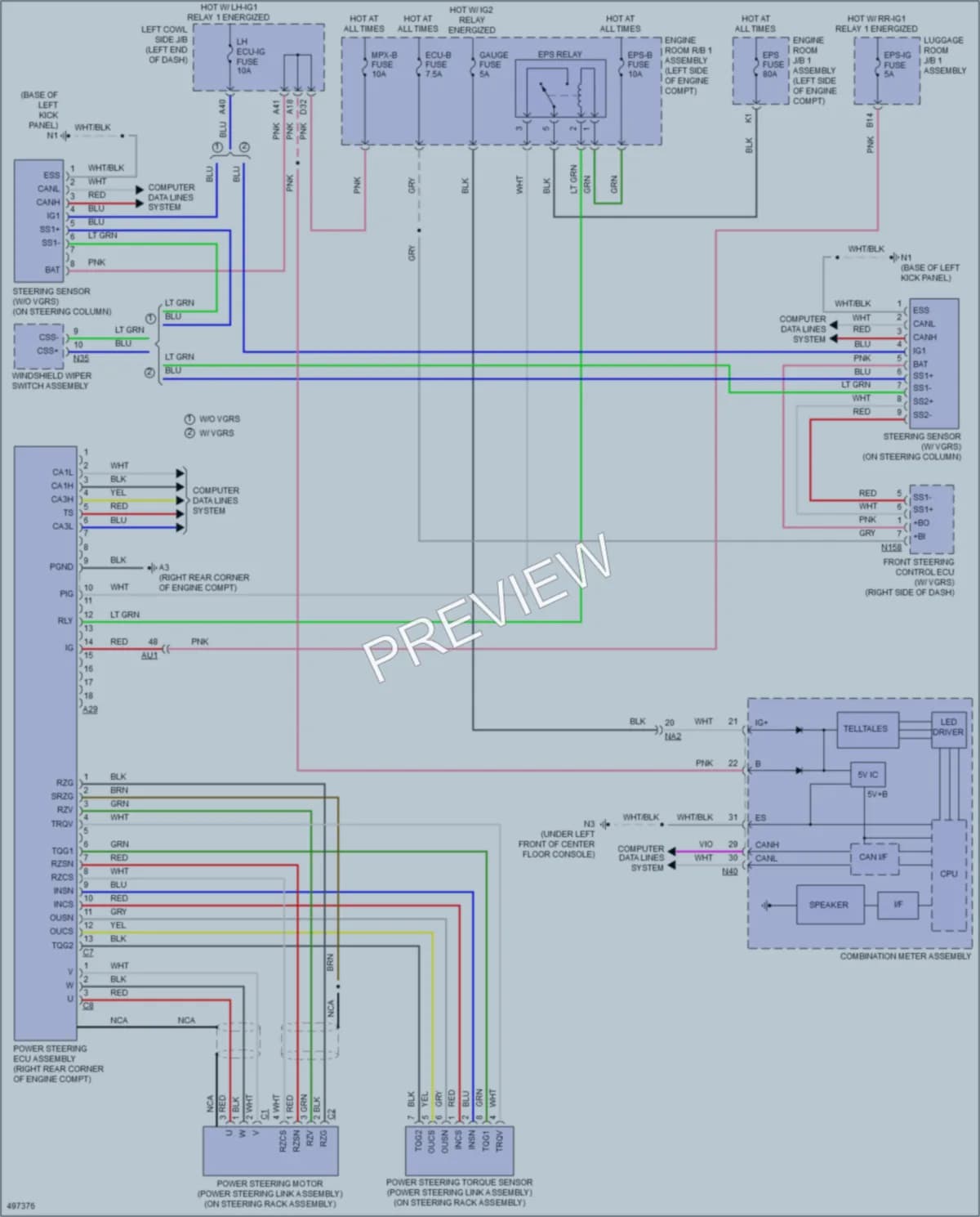 2017 Lexus GS450h Electronic Power Steering wiring diagram preview