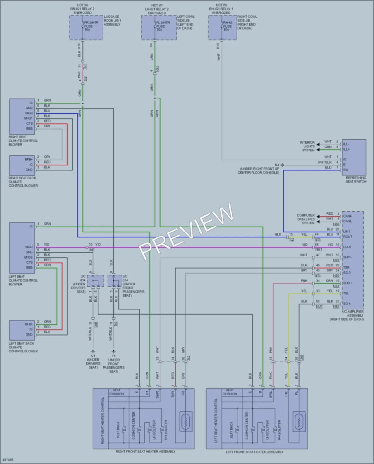 2017 Lexus GS450h Power Seats wiring diagram preview