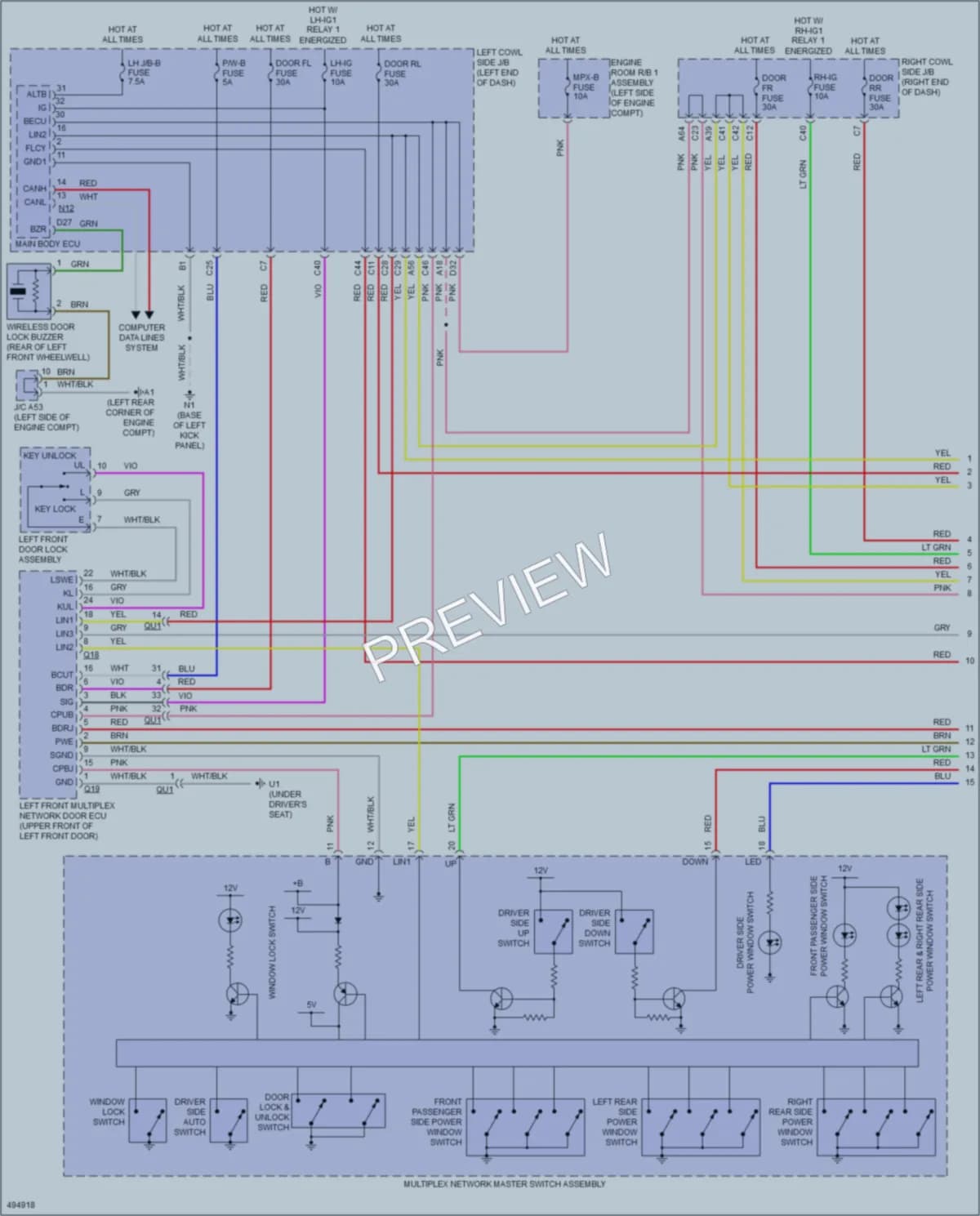2017 Lexus GS450h Power Windows wiring diagram preview