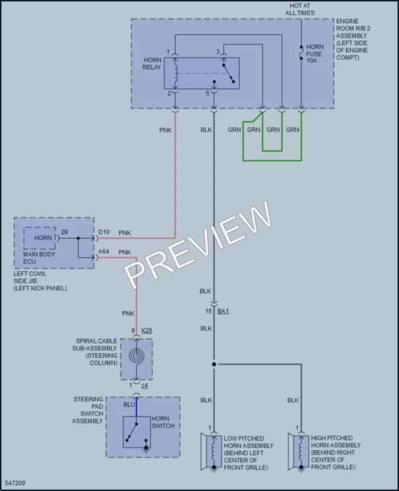 2017 Lexus GSF Horn wiring diagram preview