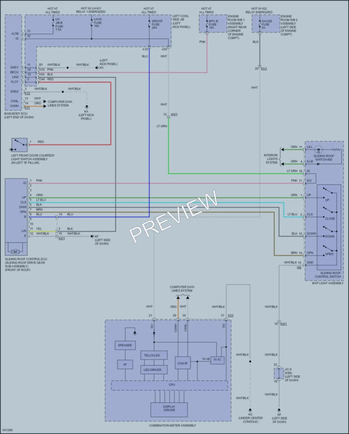 2017 Lexus GSF Power Top Sunroof wiring diagram preview
