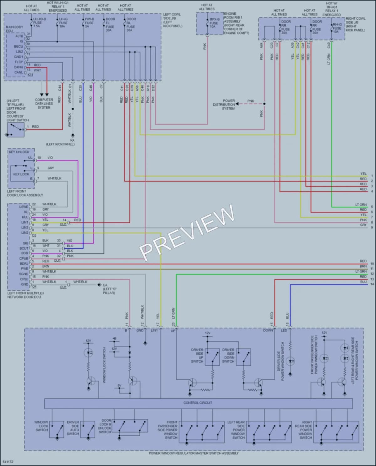 2017 Lexus GSF Power Windows wiring diagram preview