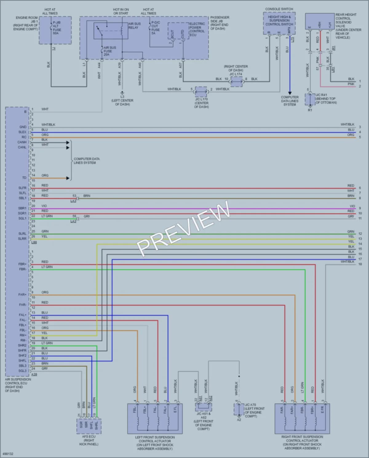 2017 Lexus LS460 Electronic Suspension wiring diagram preview