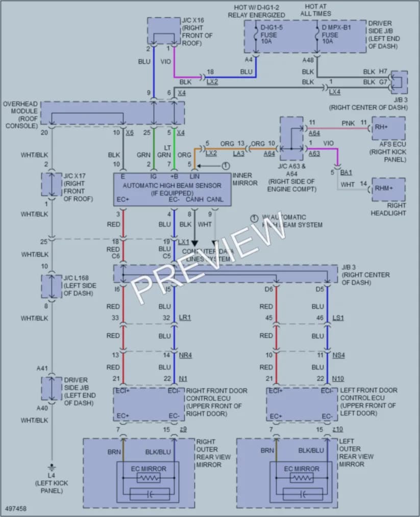 2017 Lexus LS460 Power Mirrors wiring diagram preview