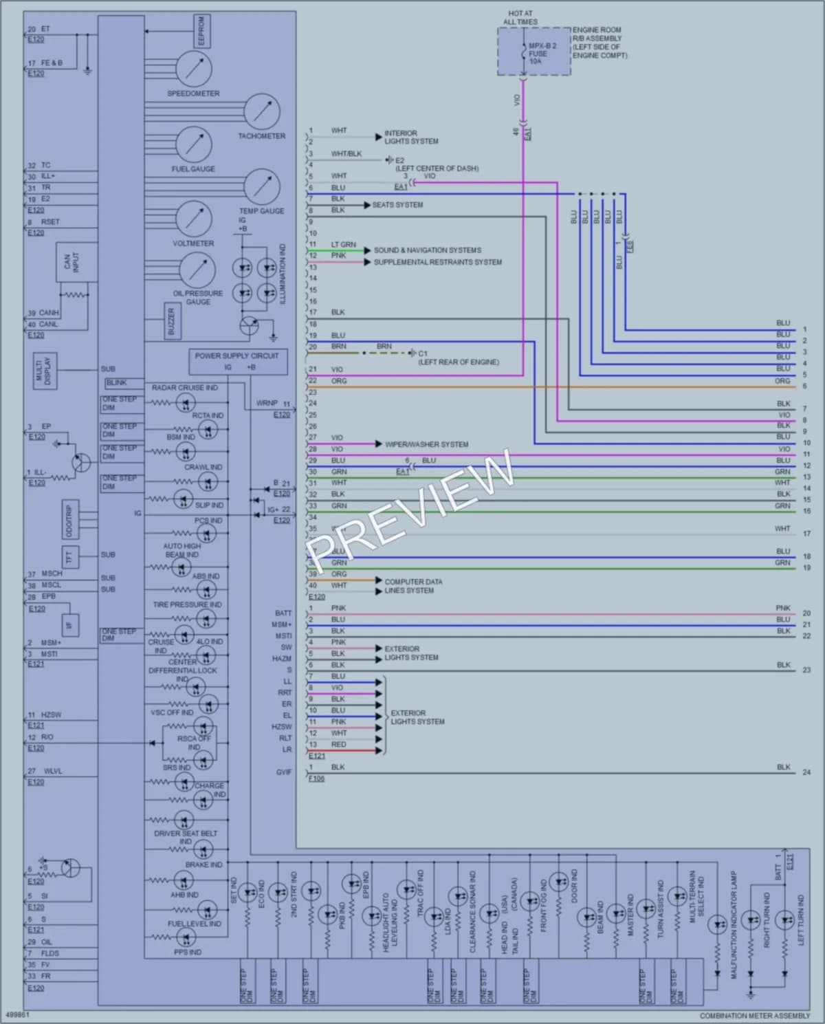 2017 Lexus LX570 Instrument Cluster wiring diagram preview