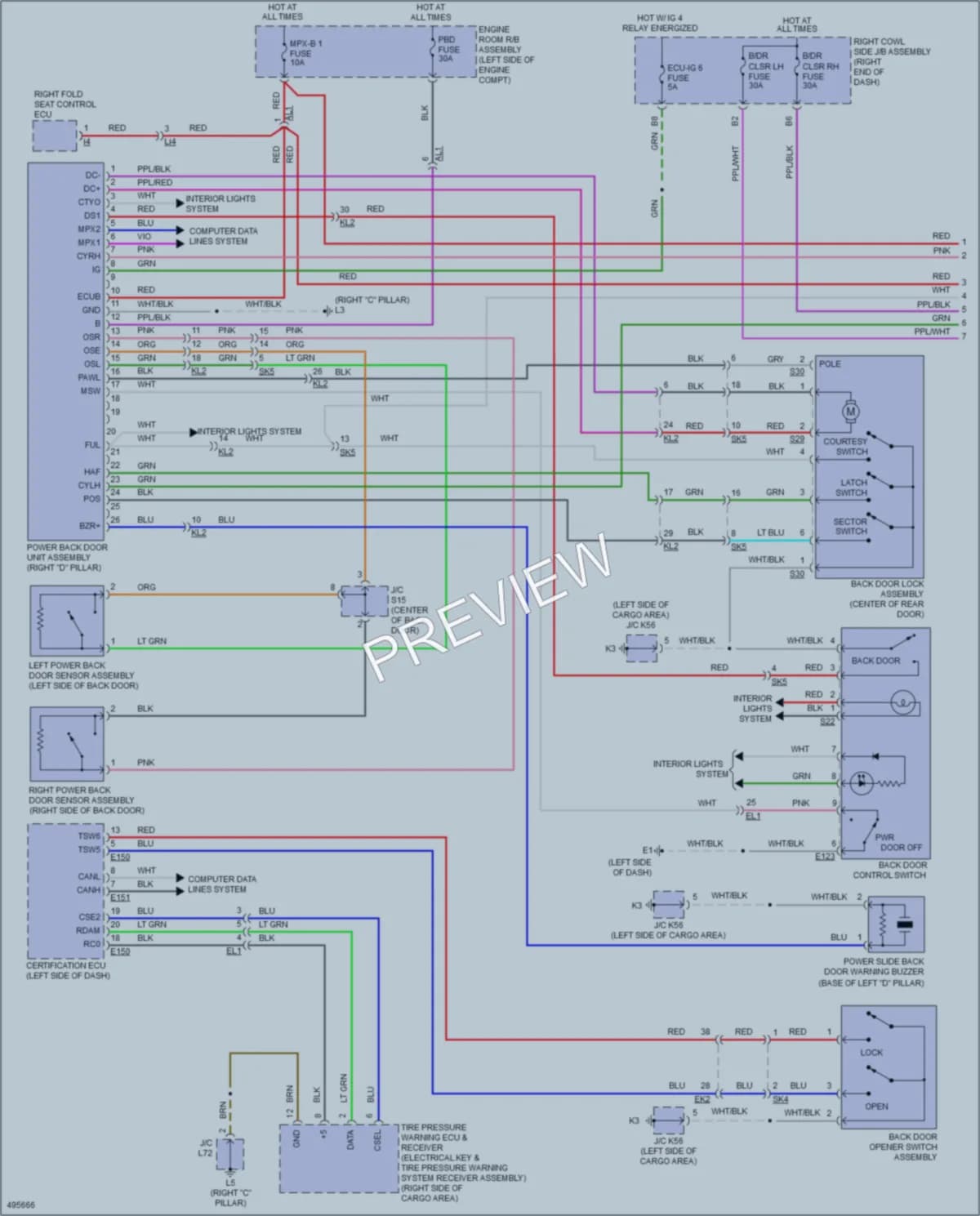 2017 Lexus LX570 Trunk Tailgate Fuel Door wiring diagram preview