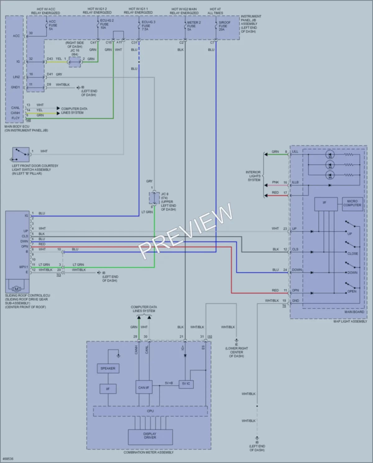 2017 Lexus NX200t Power Top Sunroof wiring diagram preview