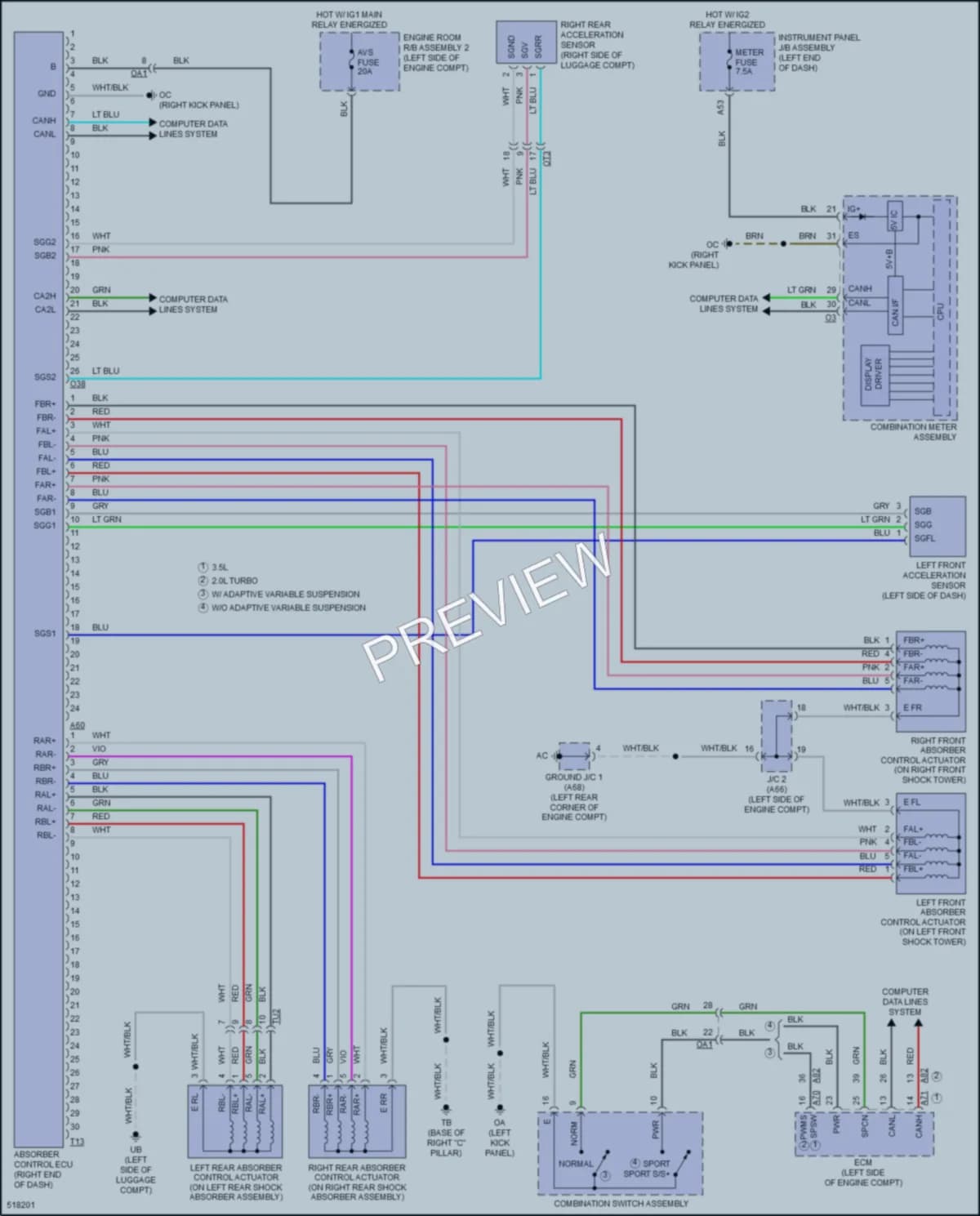 2017 Lexus RC200t Electronic Suspension wiring diagram preview