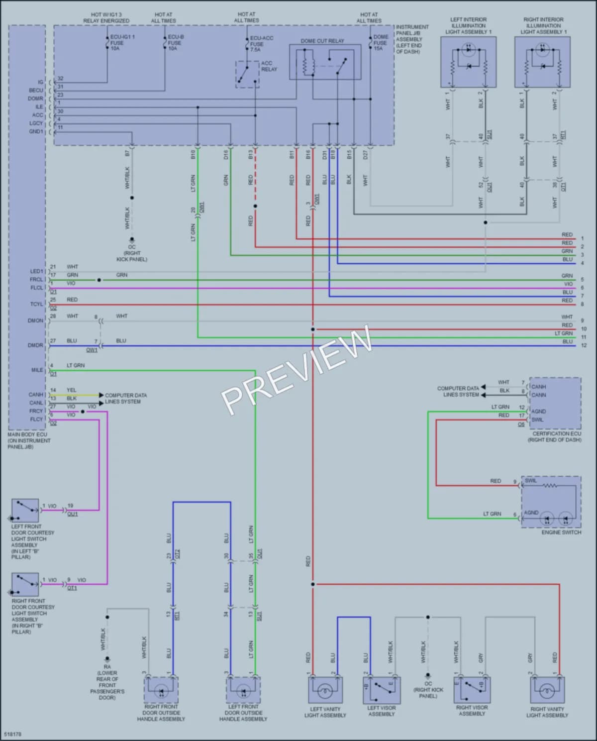 2017 Lexus RC200t Interior Lights wiring diagram preview