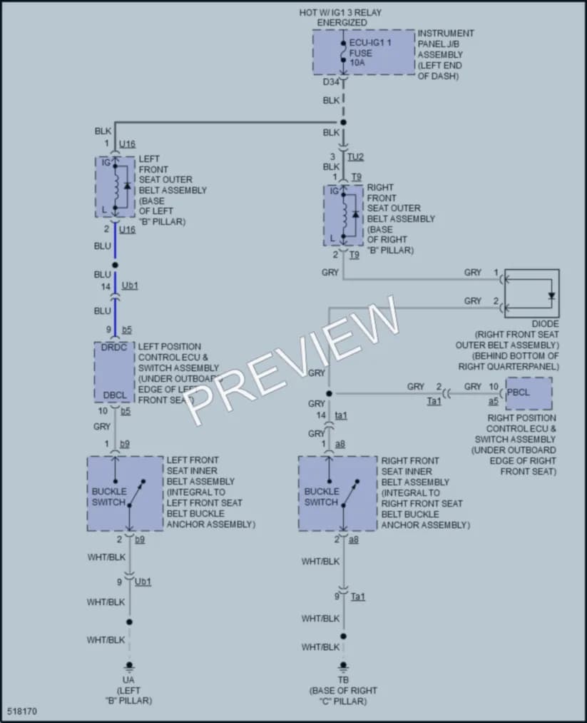 2017 Lexus RC200t Passive Restraints wiring diagram preview