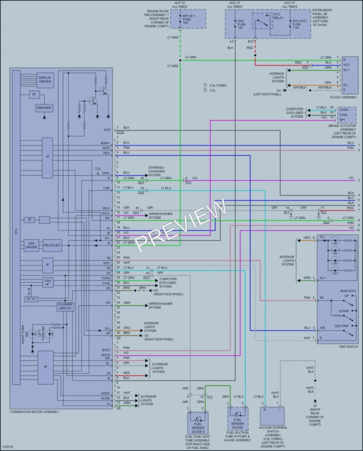2017 Lexus RC300 Instrument Cluster wiring diagram preview
