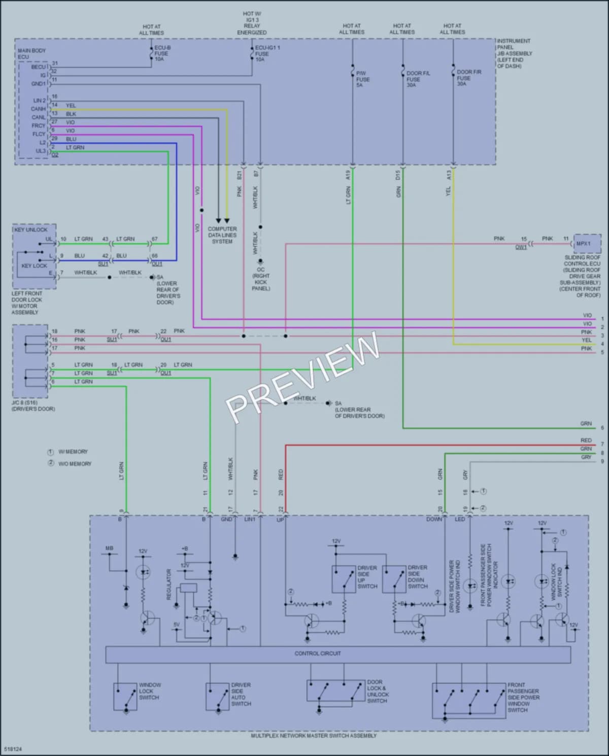2017 Lexus RC300 Power Windows wiring diagram preview