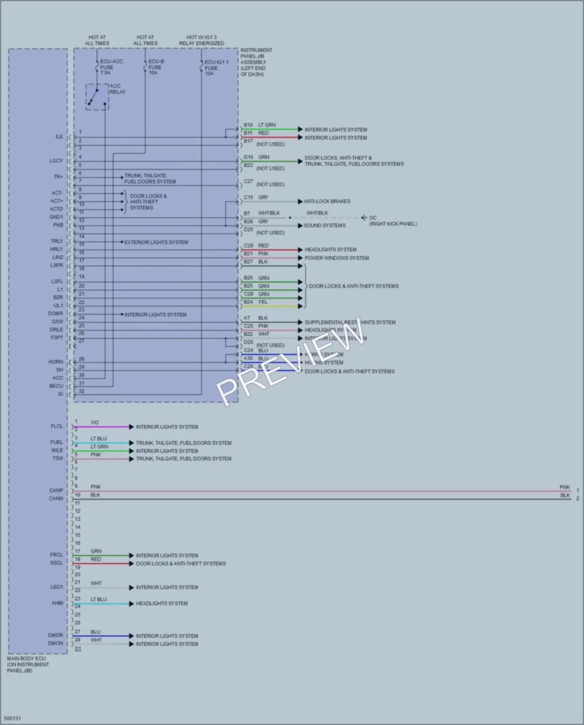 2017 Lexus RCF Body Control Modules wiring diagram preview