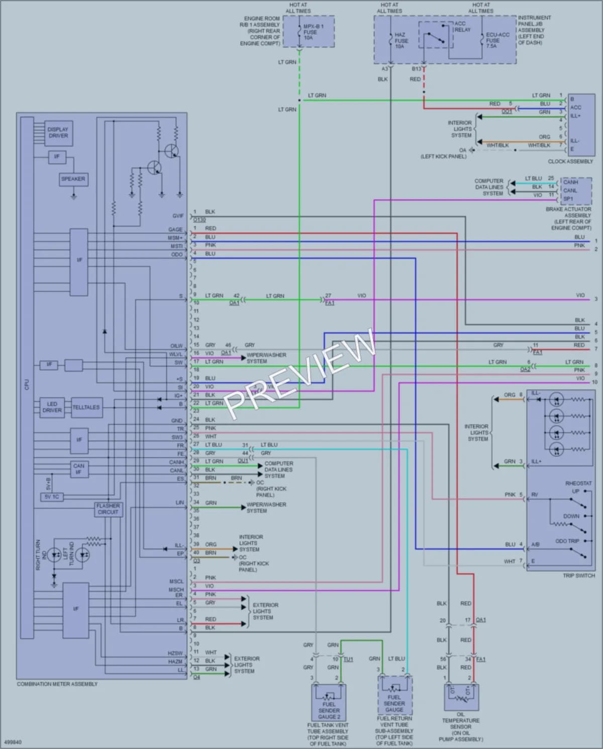 2017 Lexus RCF Instrument Cluster wiring diagram preview