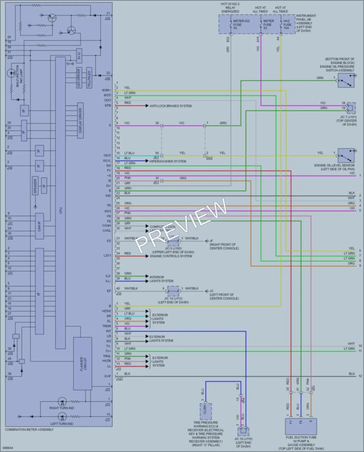 2017 Lexus RX350 Instrument Cluster wiring diagram preview