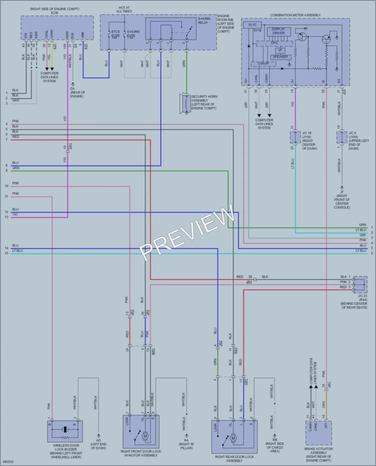 2017 Lexus RX350 Power Door Locks wiring diagram preview