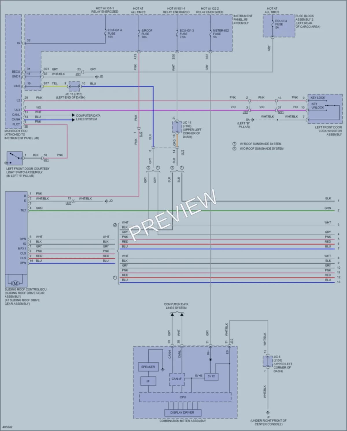 2017 Lexus RX450h Power Top Sunroof wiring diagram preview