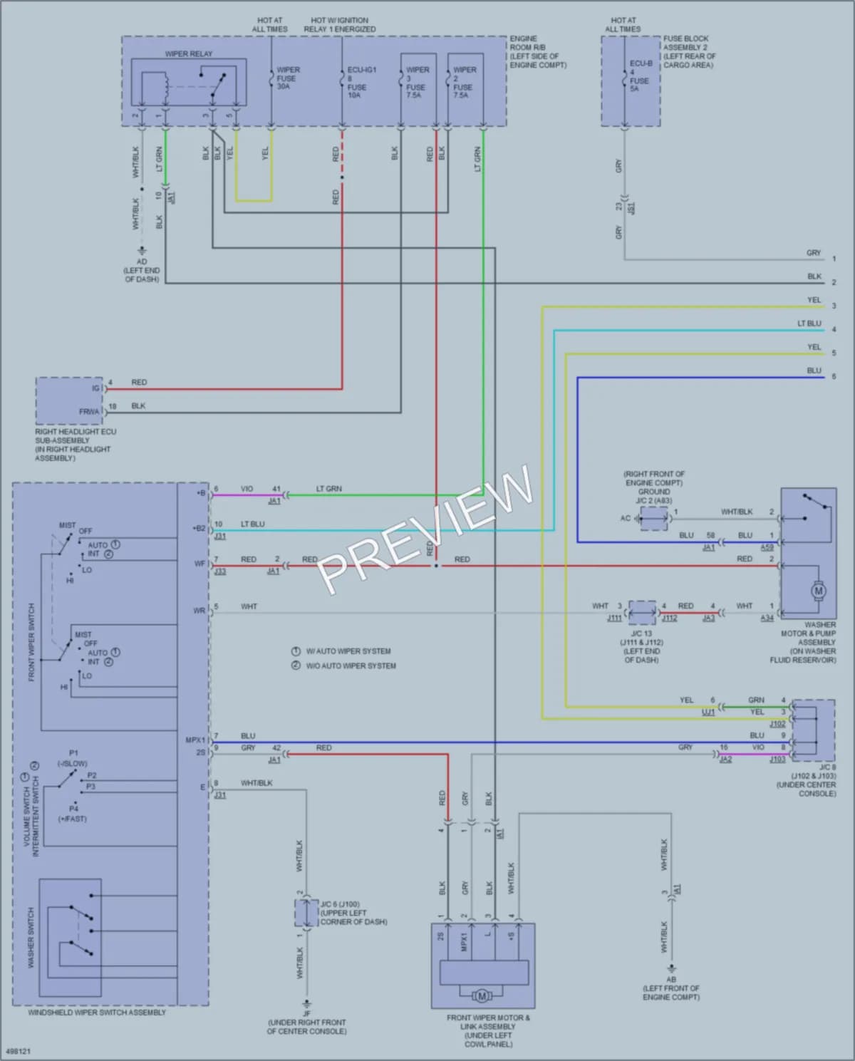 2017 Lexus RX450h Wiper Washer wiring diagram preview