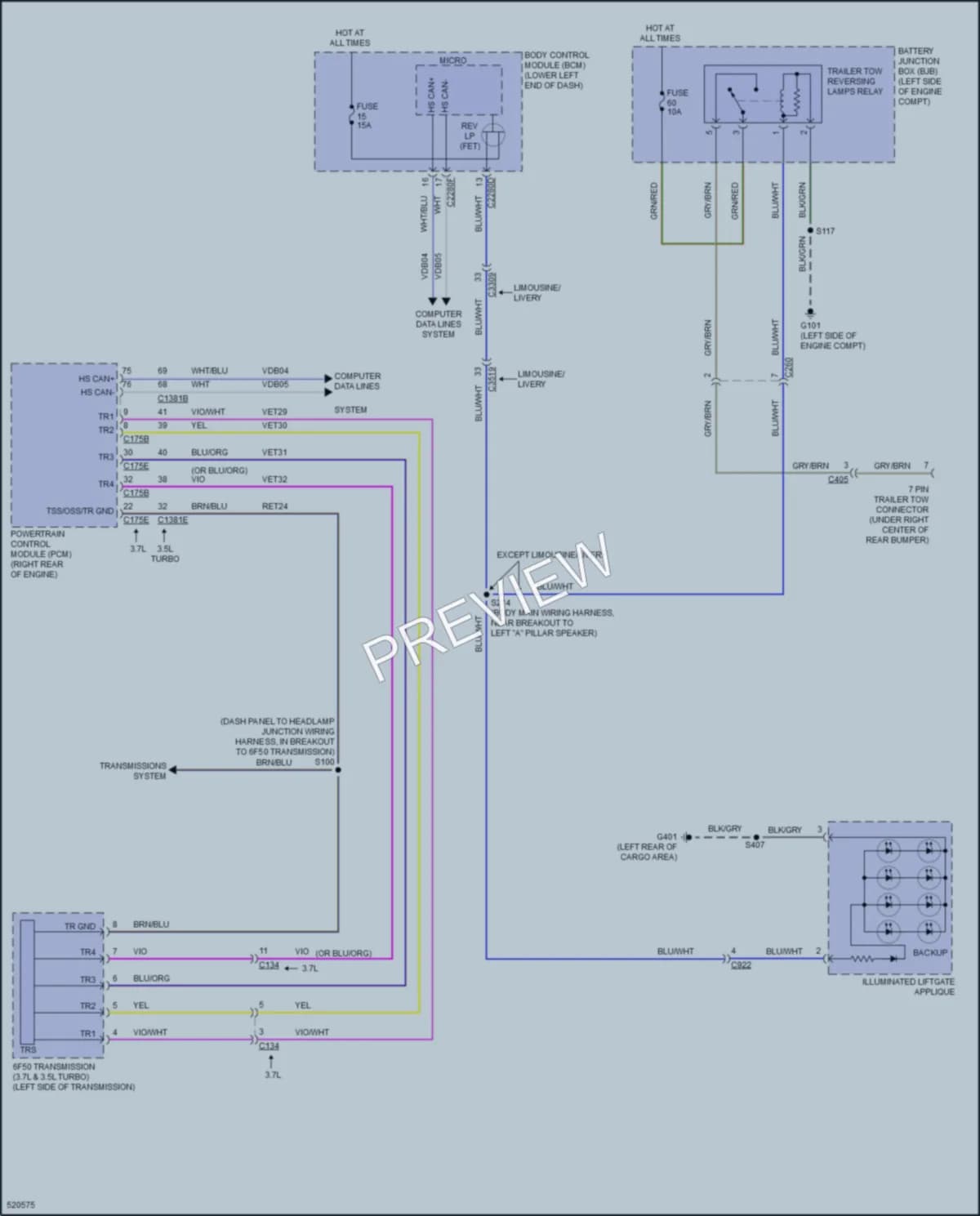 2017 Lincoln MKT Exterior Lights wiring diagram preview