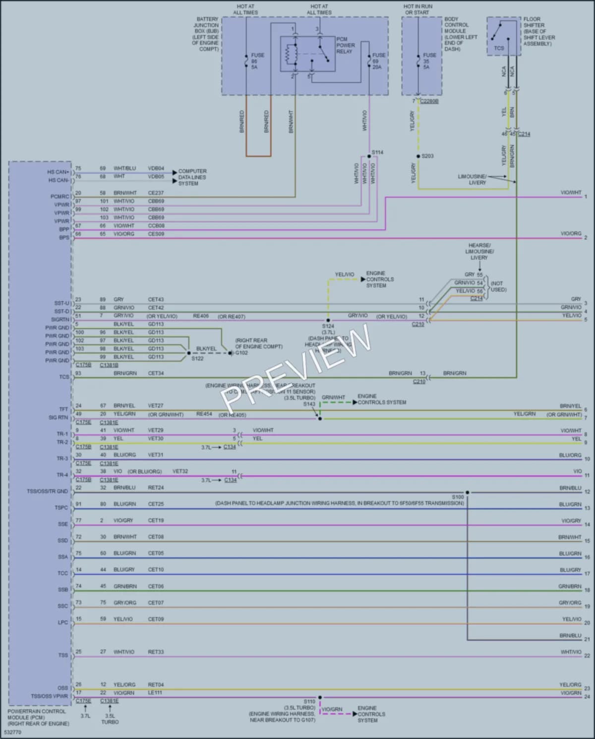2017 Lincoln MKT Transmission wiring diagram preview