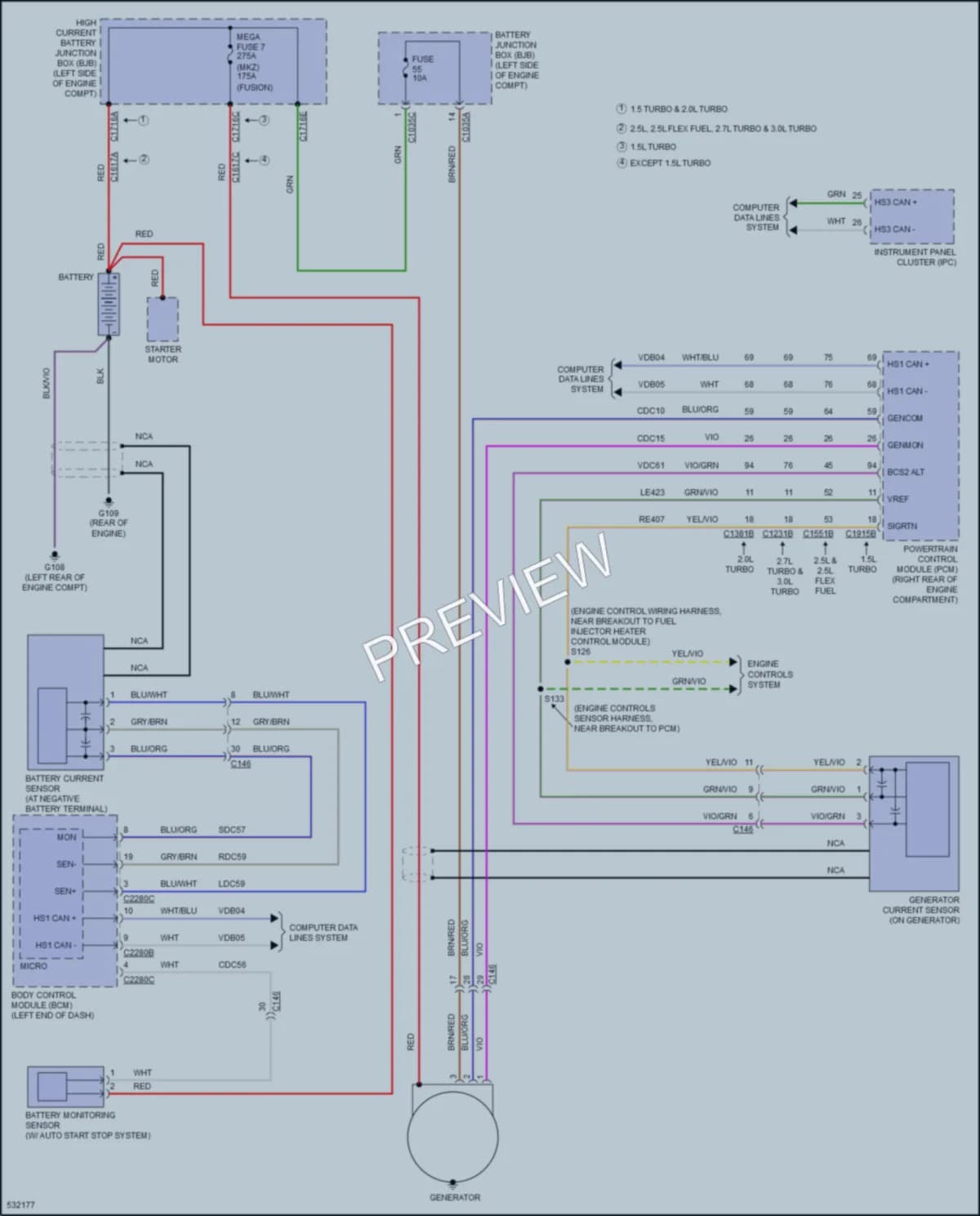 2017 Lincoln MKZ Starting Charging wiring diagram preview
