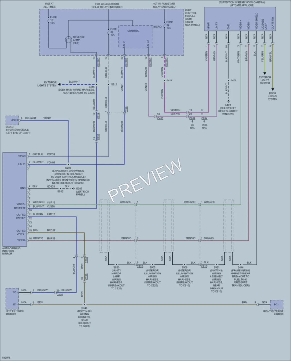 2017 Lincoln NavigatorL Power Mirrors wiring diagram preview