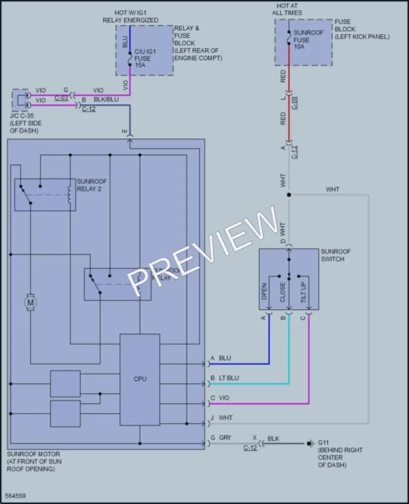 2017 Mazda 3 Power Top Sunroof wiring diagram preview