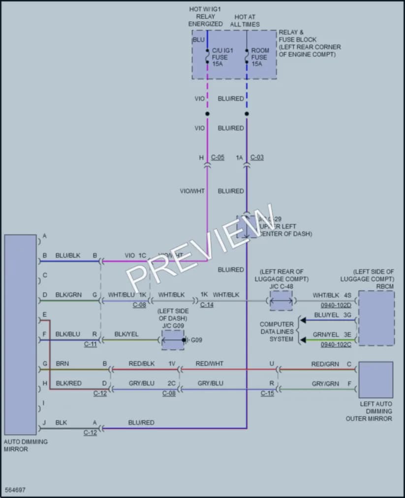 2017 Mazda 6 Power Mirrors wiring diagram preview