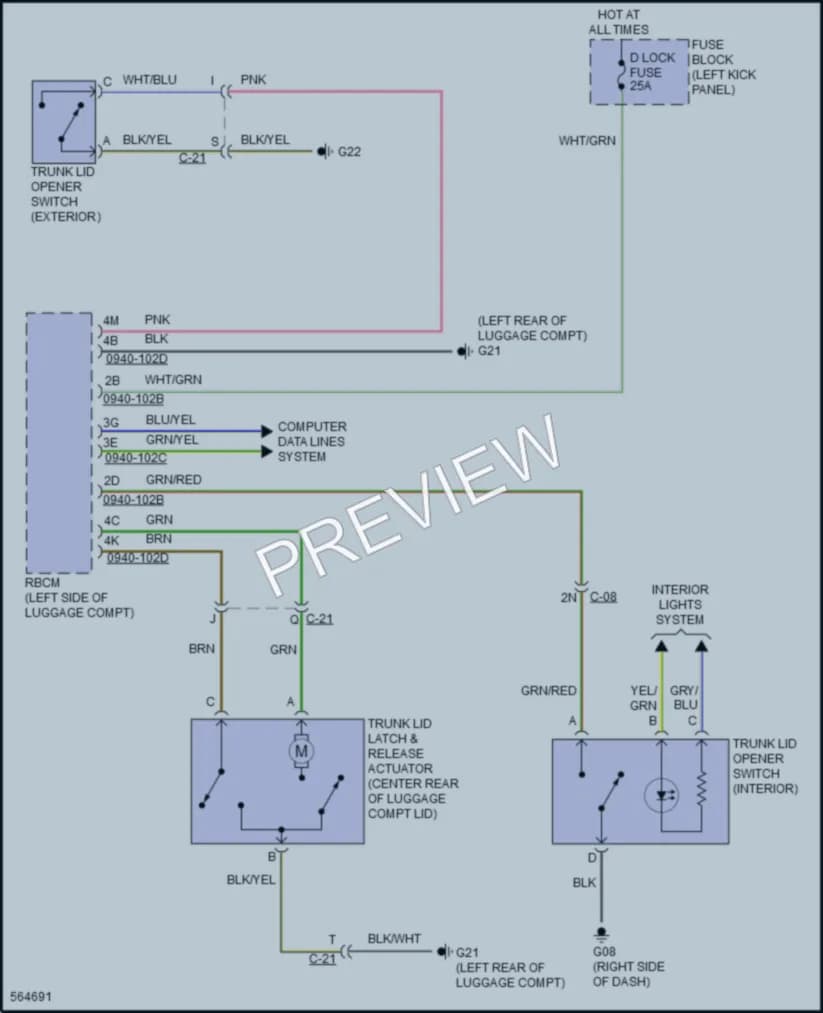 2017 Mazda 6 Trunk Tailgate Fuel Door wiring diagram preview