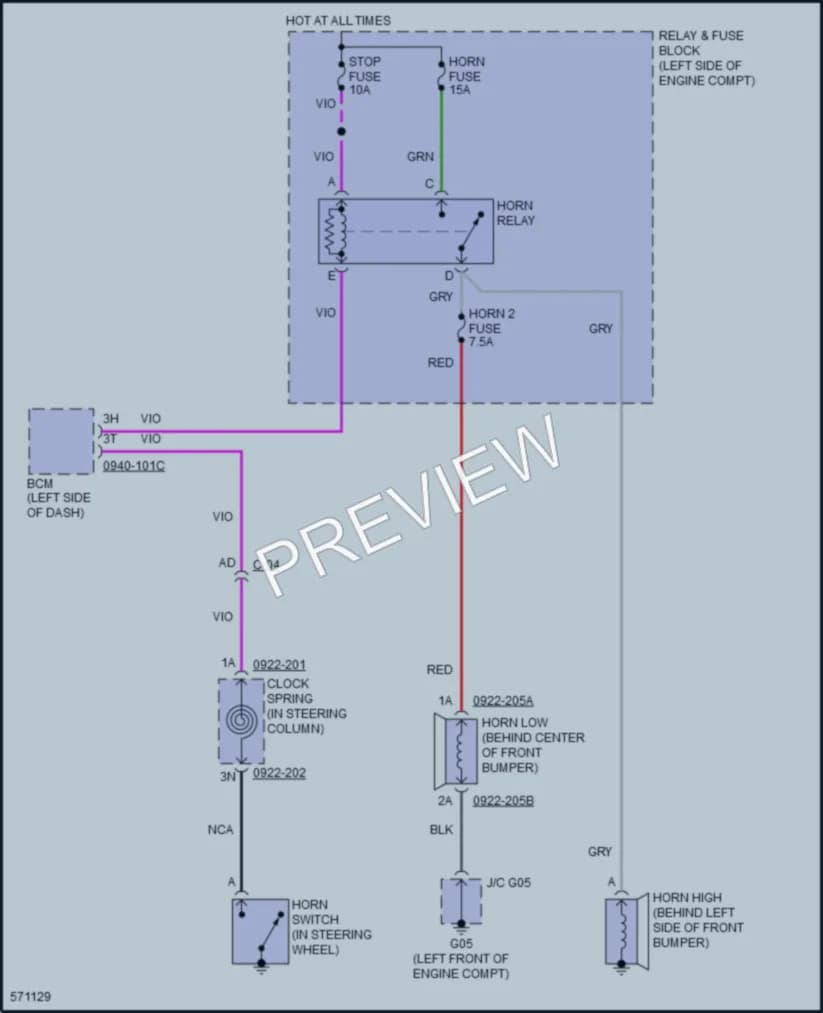 2017 Mazda MX5Miata Horn wiring diagram preview