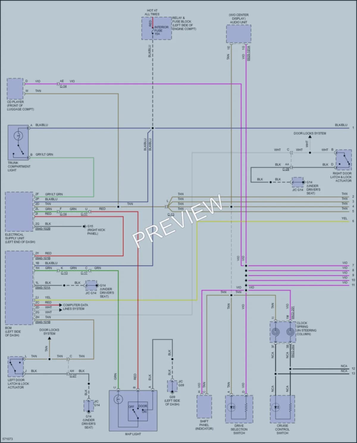 2017 Mazda MX5Miata Interior Lights wiring diagram preview