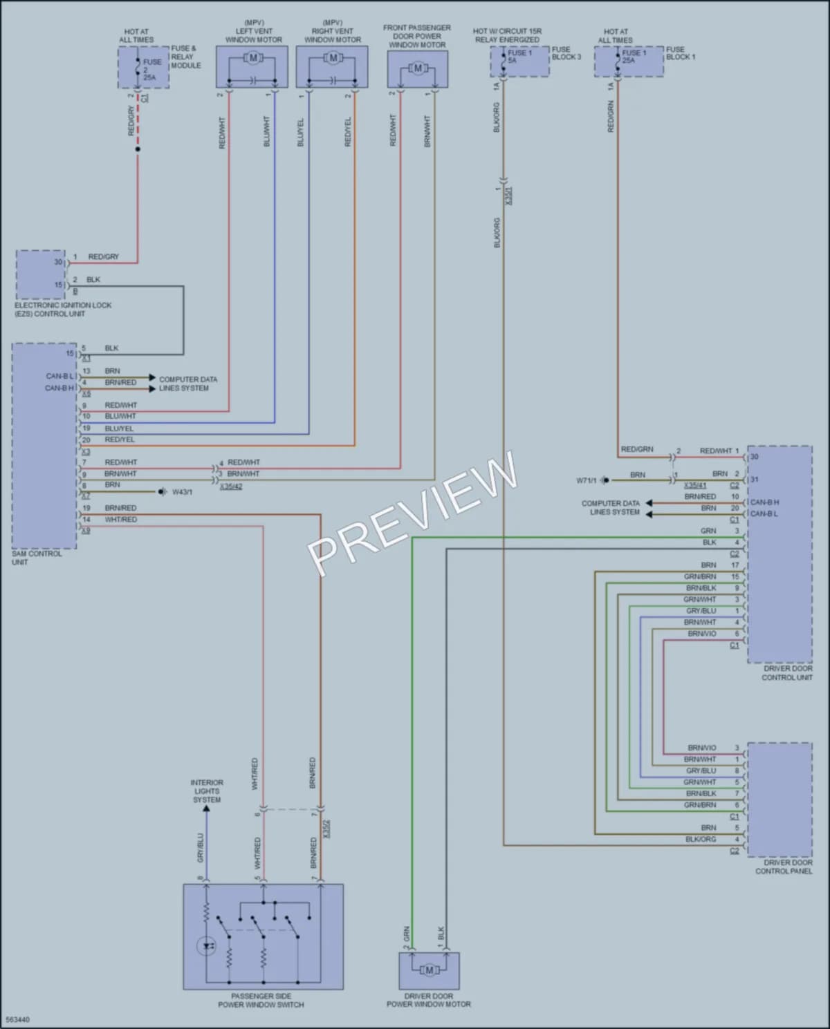 2017 MercedesBenz 3500Sprinter Power Windows wiring diagram preview