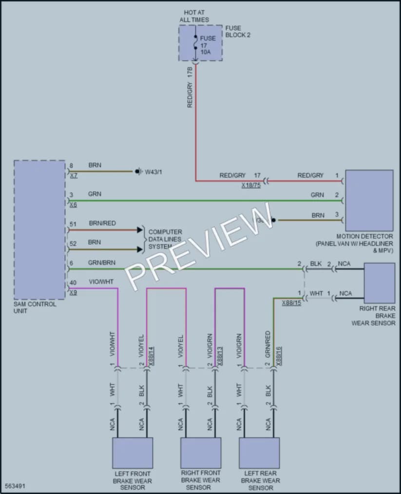 2017 MercedesBenz 3500Sprinter Warning Systems wiring diagram preview