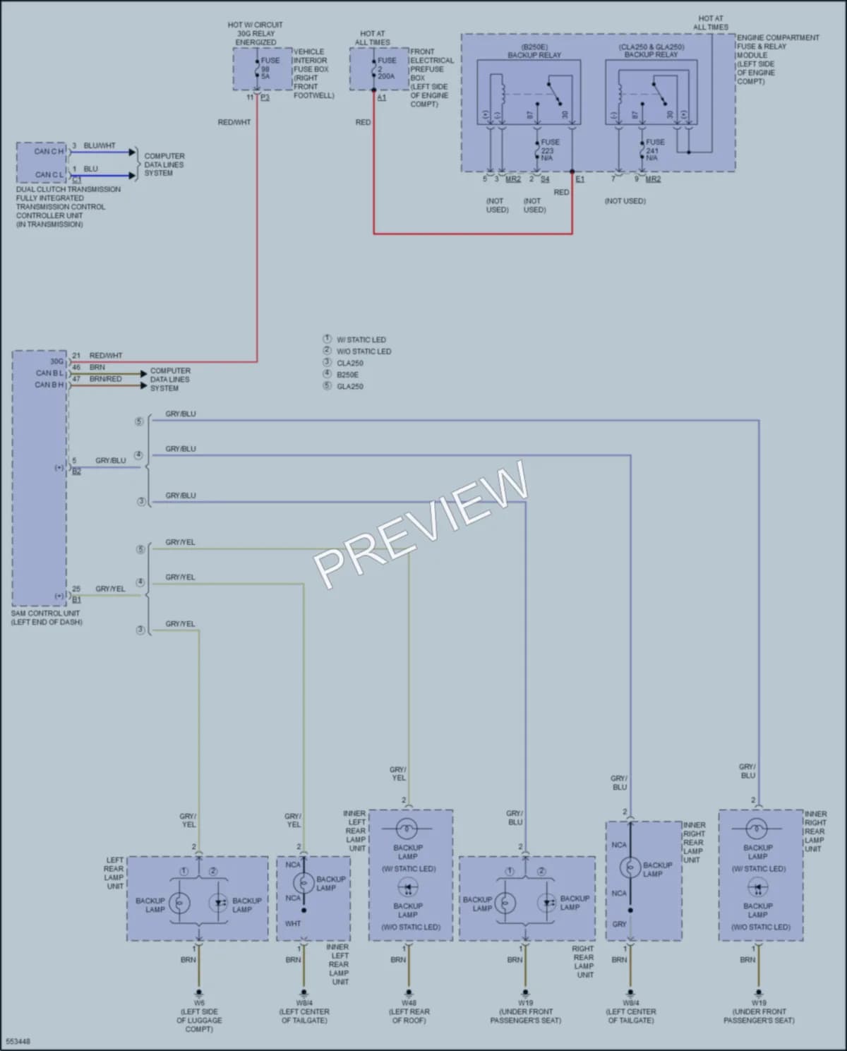 2017 MercedesBenz B250e Exterior Lights wiring diagram preview