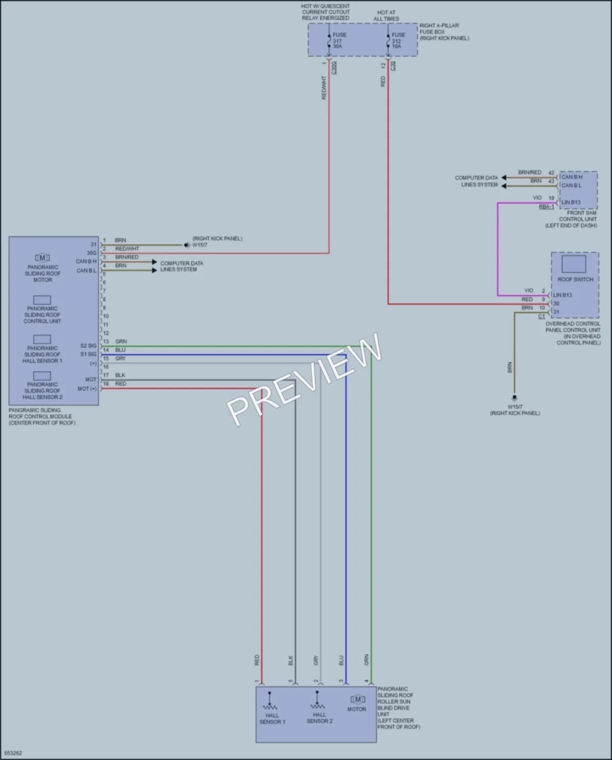 2017 MercedesBenz C300 Power Top Sunroof wiring diagram preview
