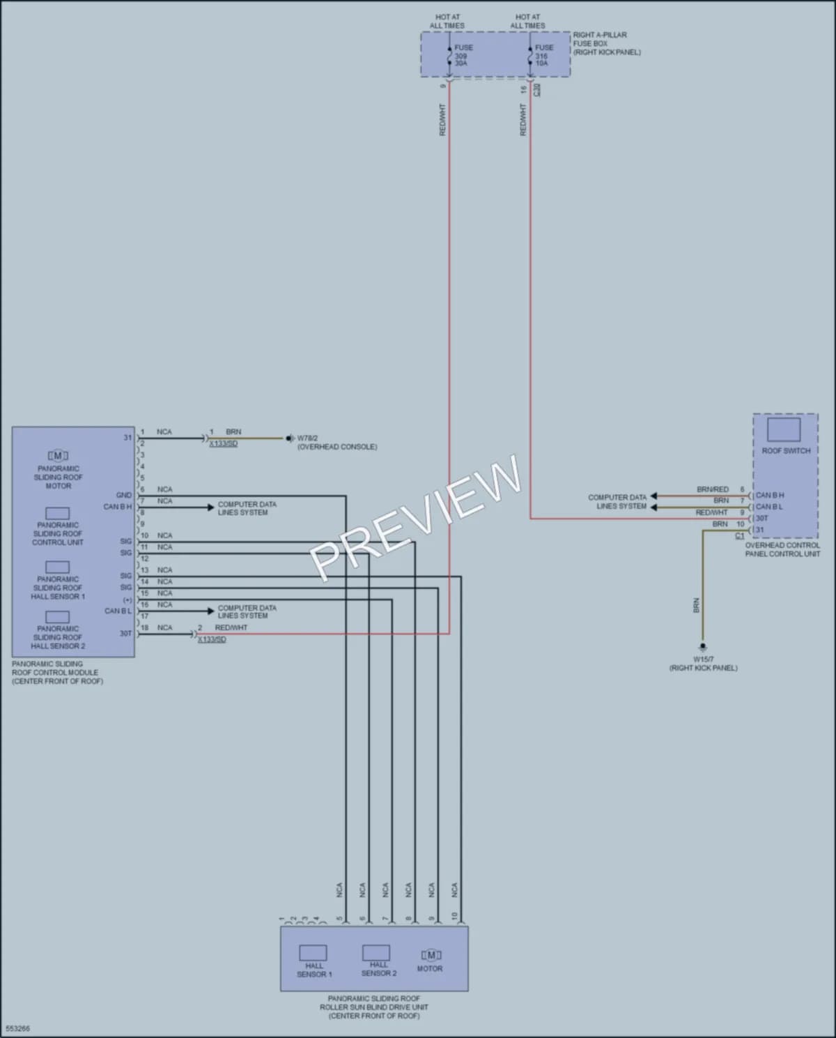 2017 MercedesBenz E300 Power Top Sunroof wiring diagram preview